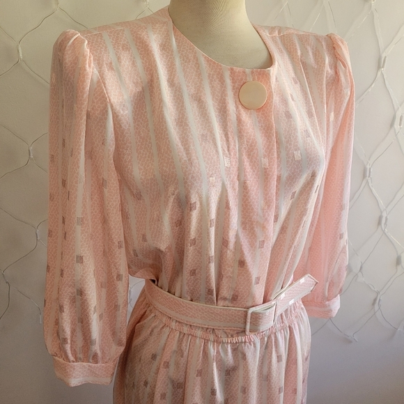 Vintage A Line Dress by Luci Fellini / Soft Pink / Fits Medium to Slim Large - Picture 4 of 7
